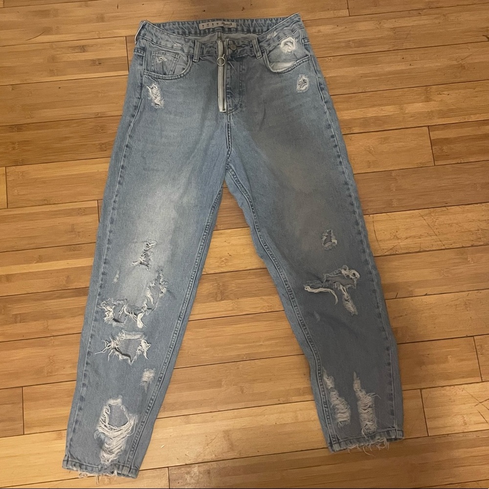 Distressed womens jeans